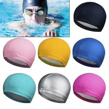 Ena Velikost Ustreza Vsem Visoko Elastično Vodotesno Barva Plavati Bazen Klobuk Plavanje Caps PU materiala Zaščititi Ušesa