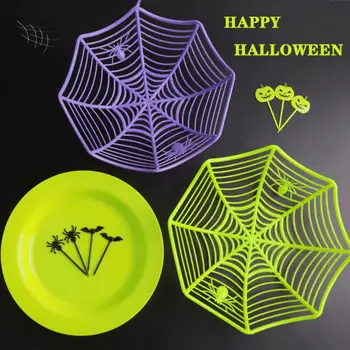 6Pcs Košarico Skledo Spider Web Vzorec Prenosni Halloween Dekor Plastičnih Piškotki Bonboni, Kruh Ploščo za Dom Tazón de canasta