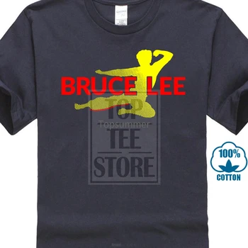 Bruce Lee Mens Nova Majica, ki Plujejo pod Ovalne V 100% Bombaža V Črni Velikosti Sm 4Xl