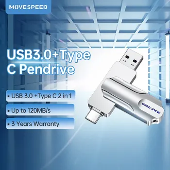 MOVESPEED 2 v 1, USB Tip C Pogon usb OTG Support 64GB 128GB 256GB 512GB USB 3.0 120MB/s Pendrive za Macbook Telefoni, Prenosni RAČUNALNIK