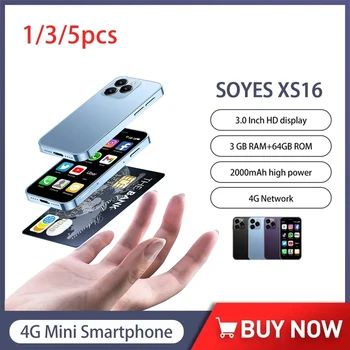 1/3/5PCS SOYES XS16 Mini Pametni 3GB+64GB Mobilnih Telefonov Android 10 Dual SIM Pripravljenosti 2000mAh 5MP 3,0 Palca 4G Mini Touch Telefon