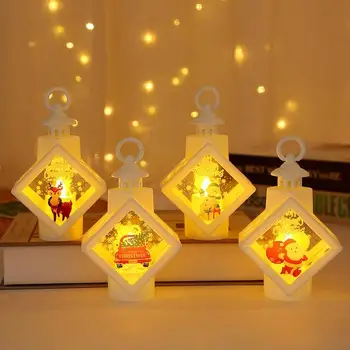 Božič Night Light Mini Santa Claus Luči Luči, Božični Okraski, Brezplamensko celice Delujejo Za Kamin na Prostem