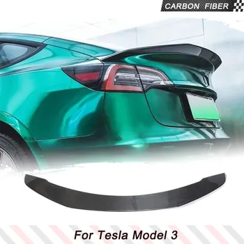 Avto Zadaj Prtljažnik Boot Ustnice Krilo Spojler za Tesla Model 3 2016-2023 Ogljikovih Vlaken Zadaj Prtljažnik Spojler iz Ogljikovih Vlaken Krilo